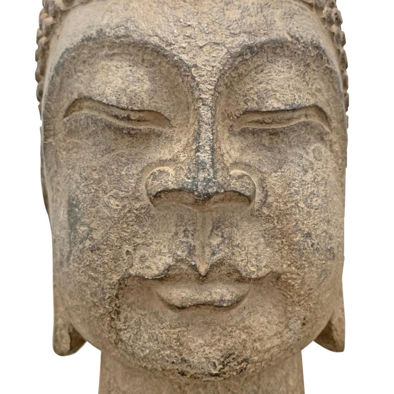 Carved Stone Buddha Head at 1stDibs