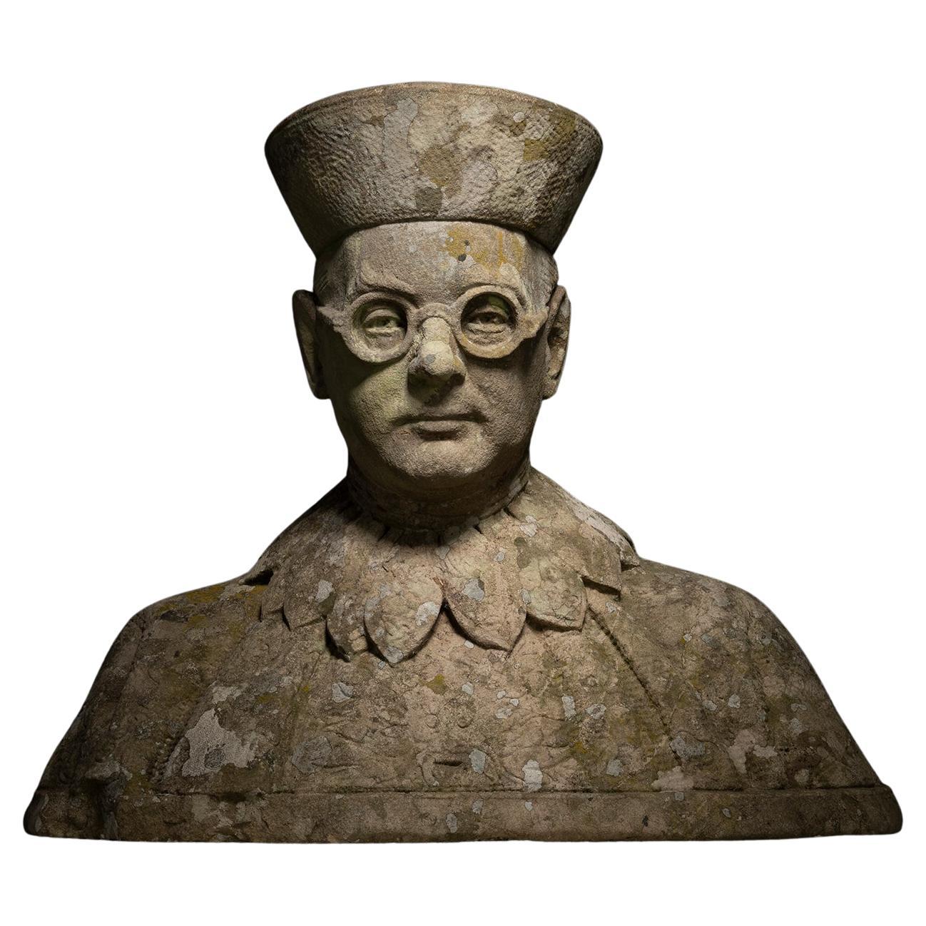 Carved Stone Bust, England circa 1950 im Angebot