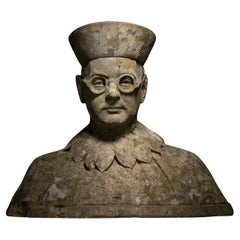 Carved Stone Bust, England circa 1950