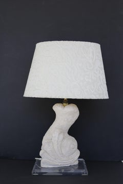 Carved Stone Dolphin Table Lamp
