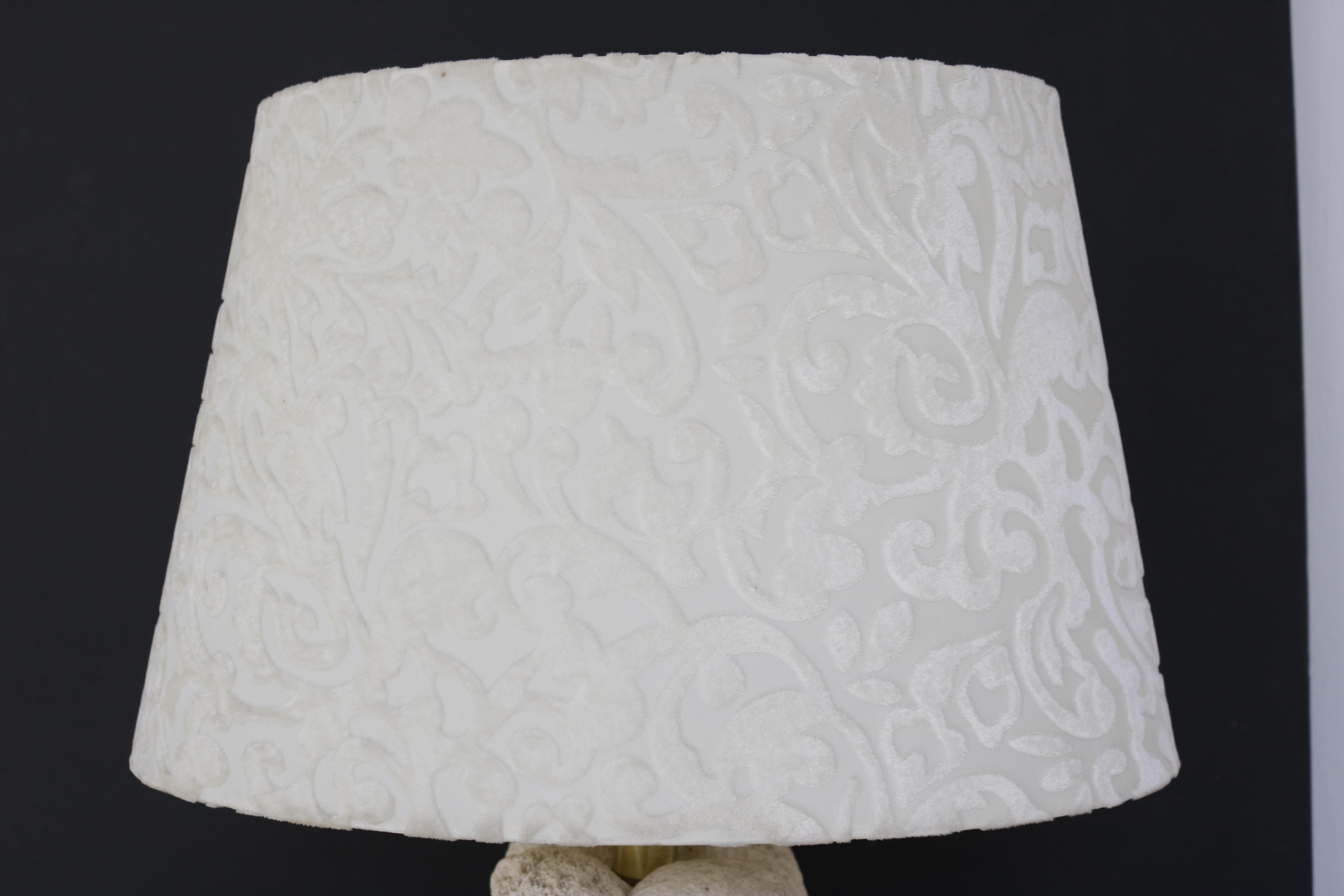 American Carved Stone Dolphin Table Lamp