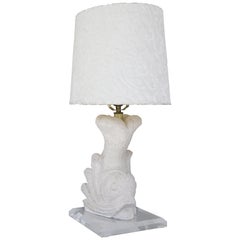 Carved Stone Dolphin Table Lamp