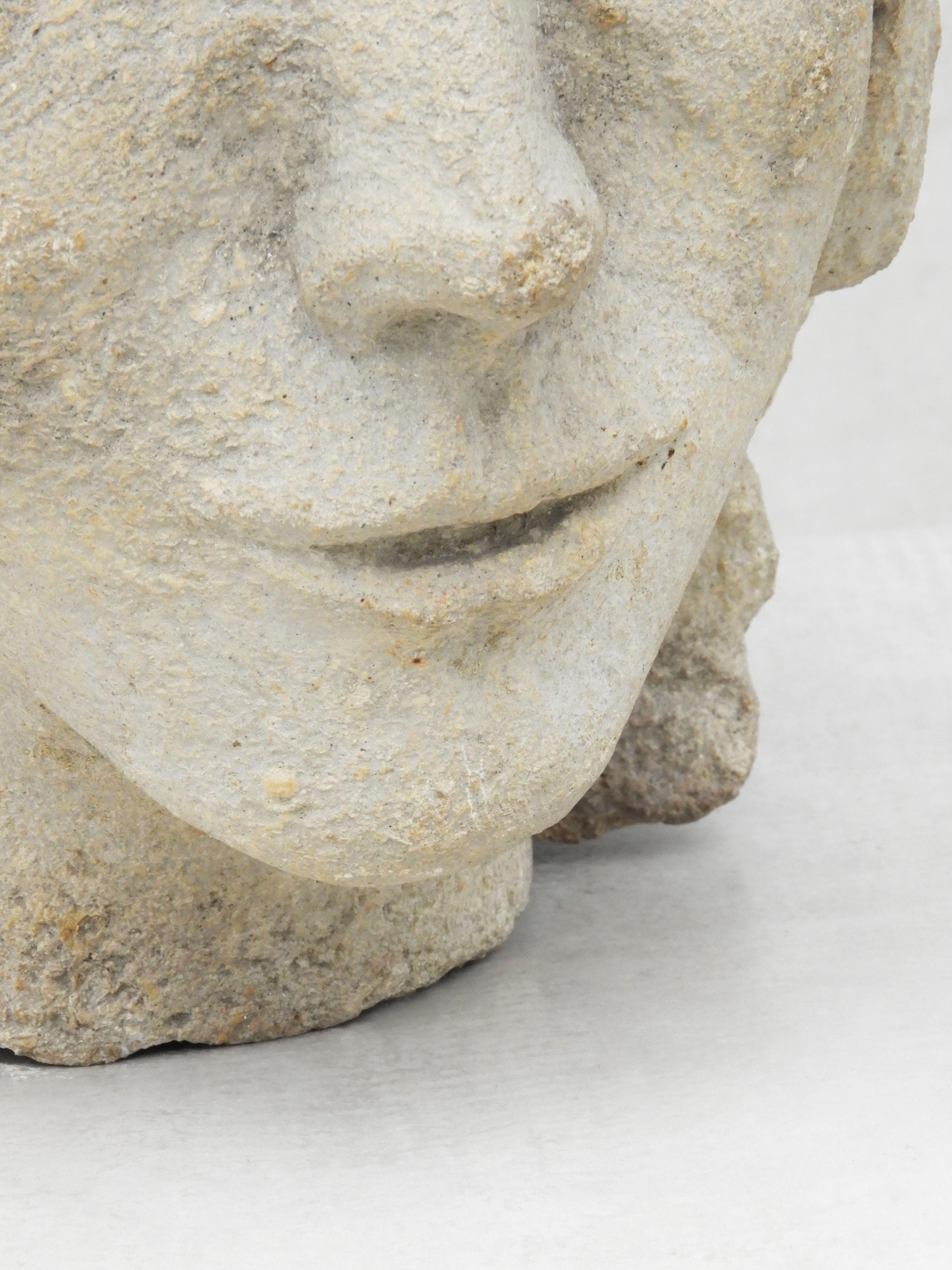 Carved Stone Female Life-size Head Sculpture  4
