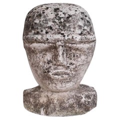 Carved Stone French Antique Head Sculpture