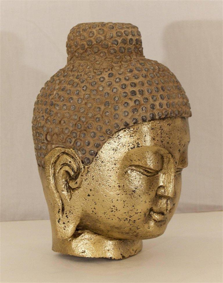 Asian Carved Stone Gilt Buddha Head