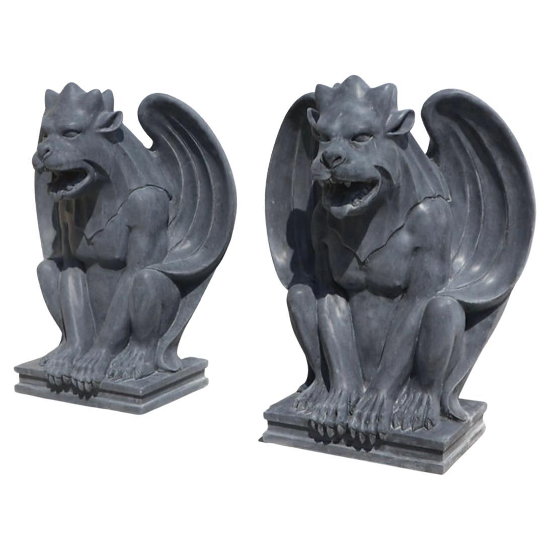 Contemporary Carved Stone Grotesque Gargoyles