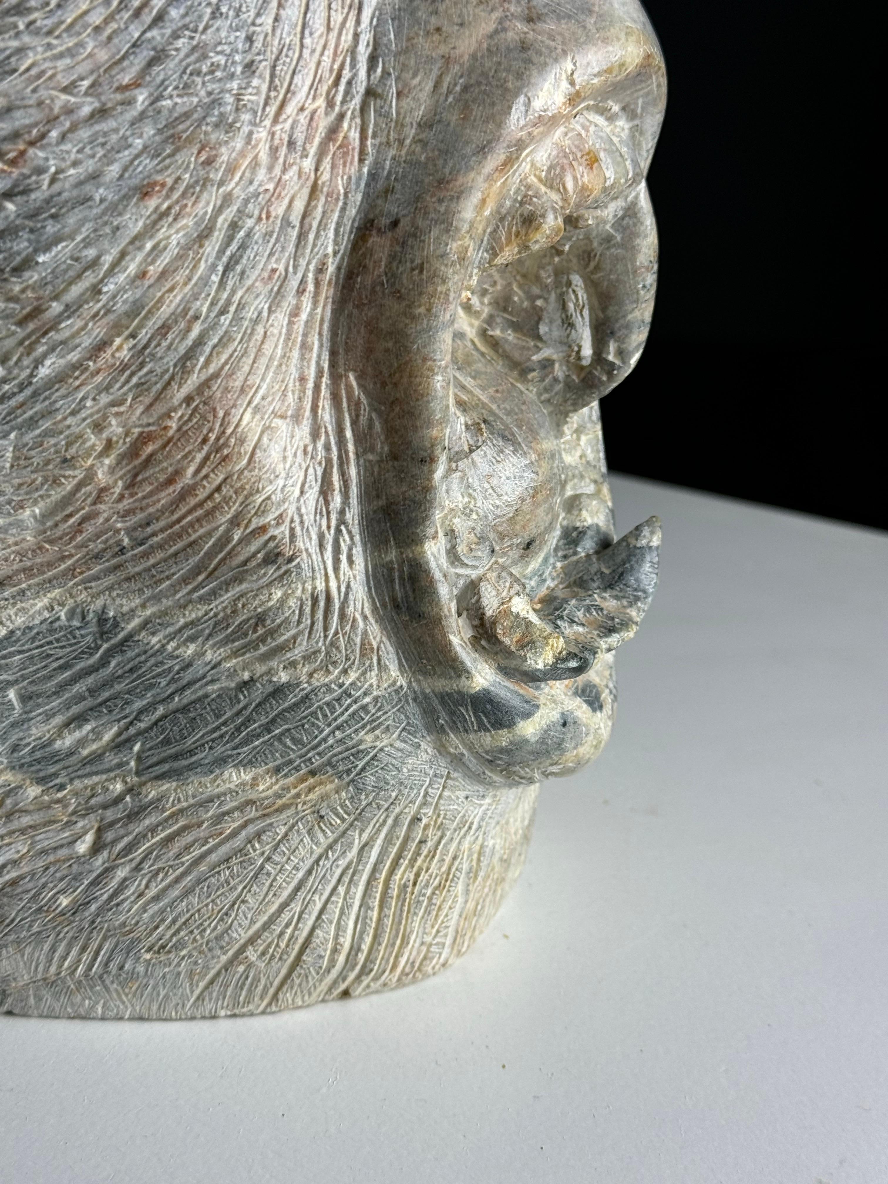 Testa di scimmia scolpita in pietra XX secolo in vendita 3