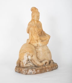 Carved Stone Kannon on Elephant