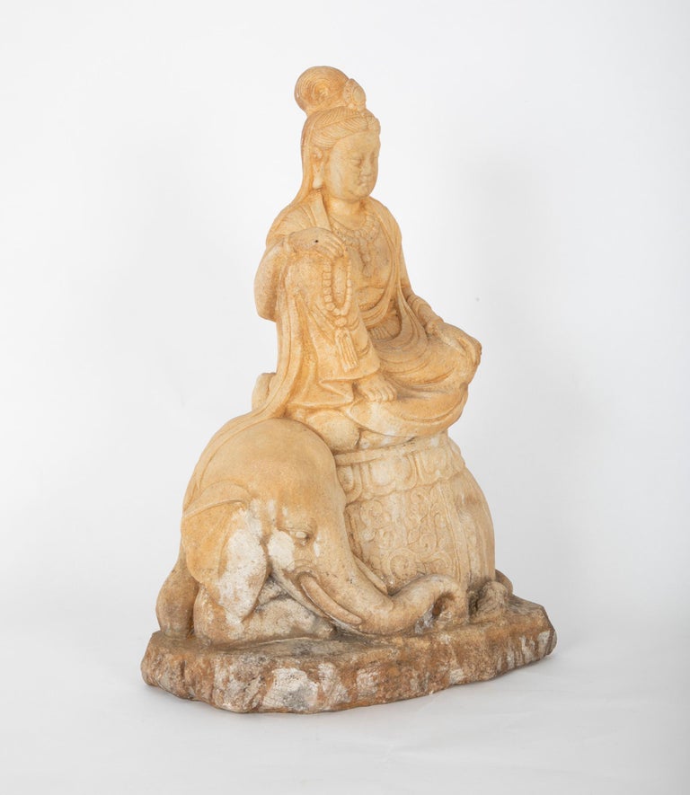 Carved Stone Kannon on Elephant Carved Stone Kannon on Elephant