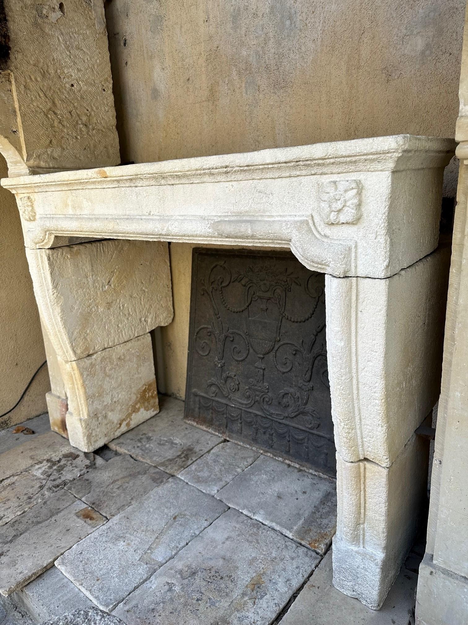 Carved Stone Limestone Simple Fireplace Mantle Surround Los Angeles Antiques Ca For Sale 3