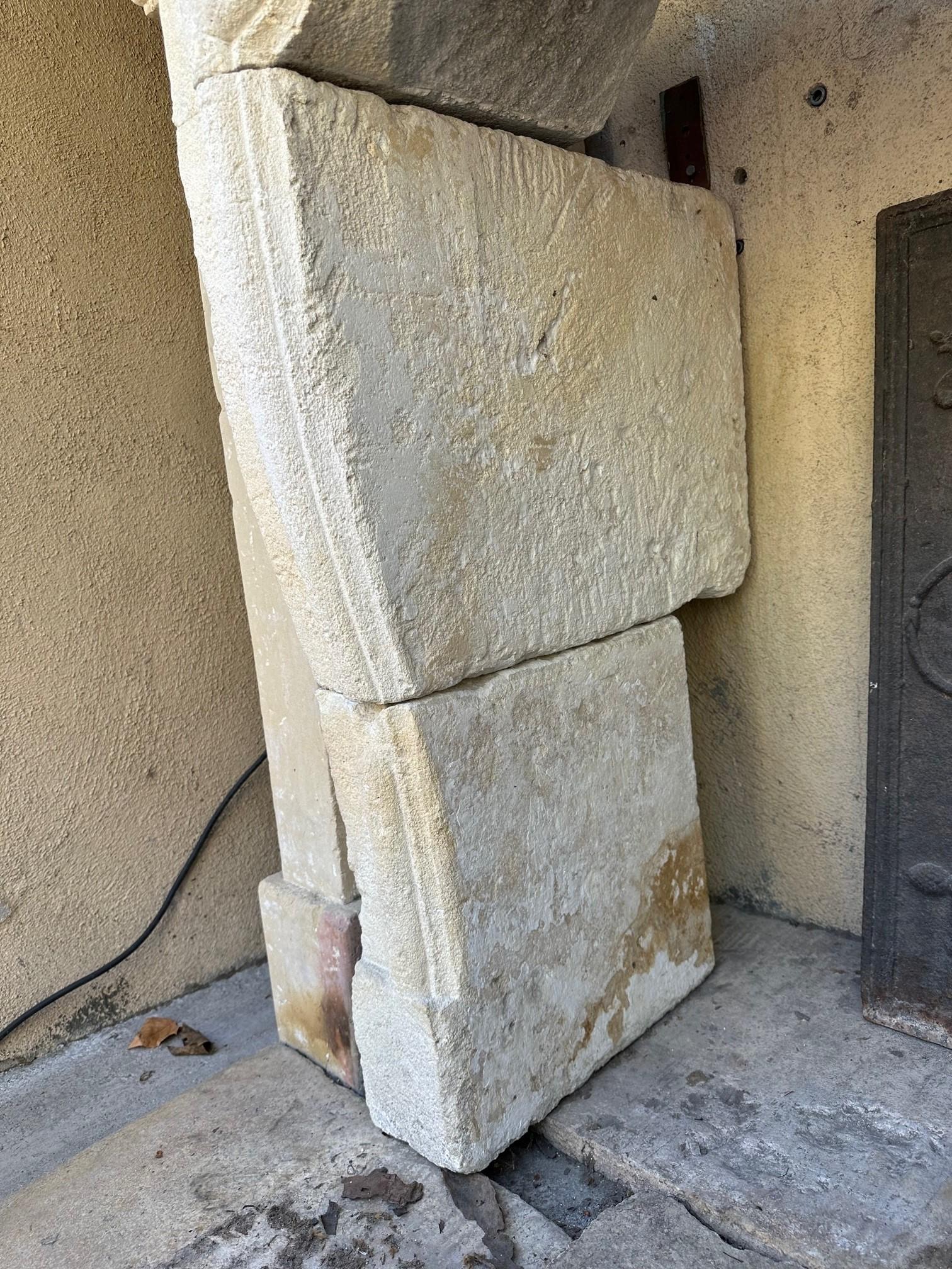 Carved Stone Limestone Simple Fireplace Mantle Surround Los Angeles Antiques Ca For Sale 8