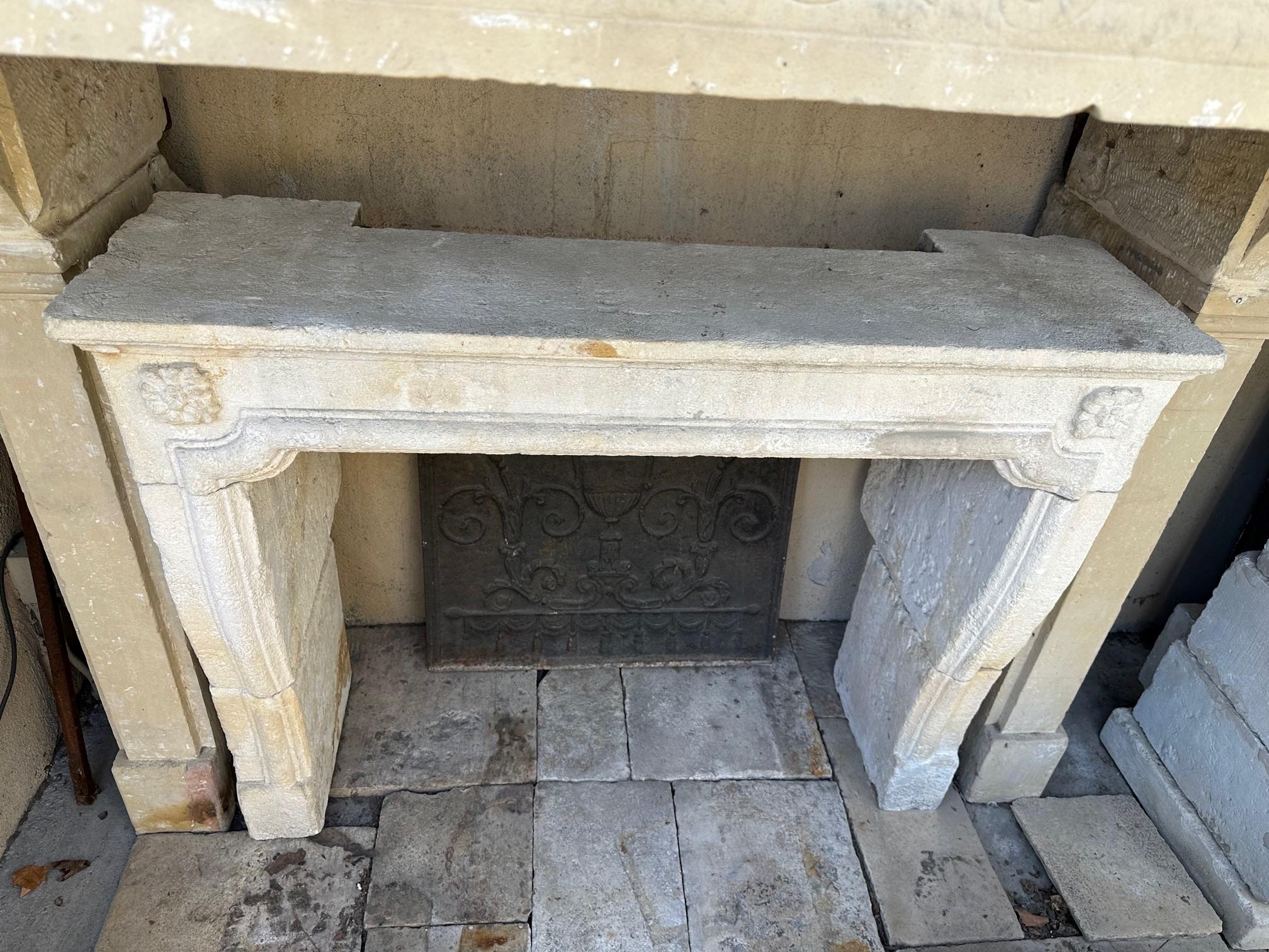 Carved Stone Limestone Simple Fireplace Mantle Surround Los Angeles Antiques Ca For Sale 9