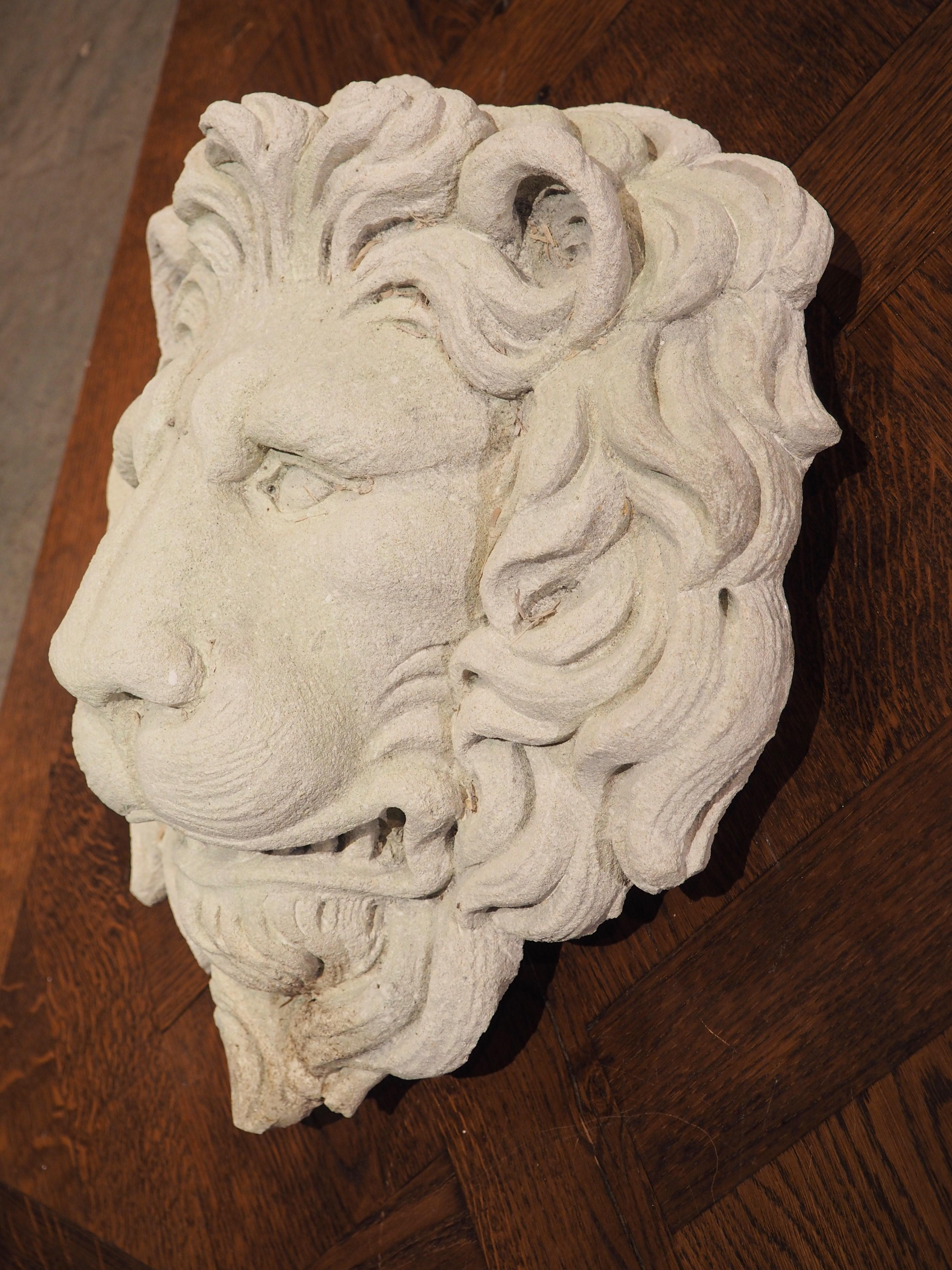 Carved Stone Lion Mascaron Fountain Element from Italy 2