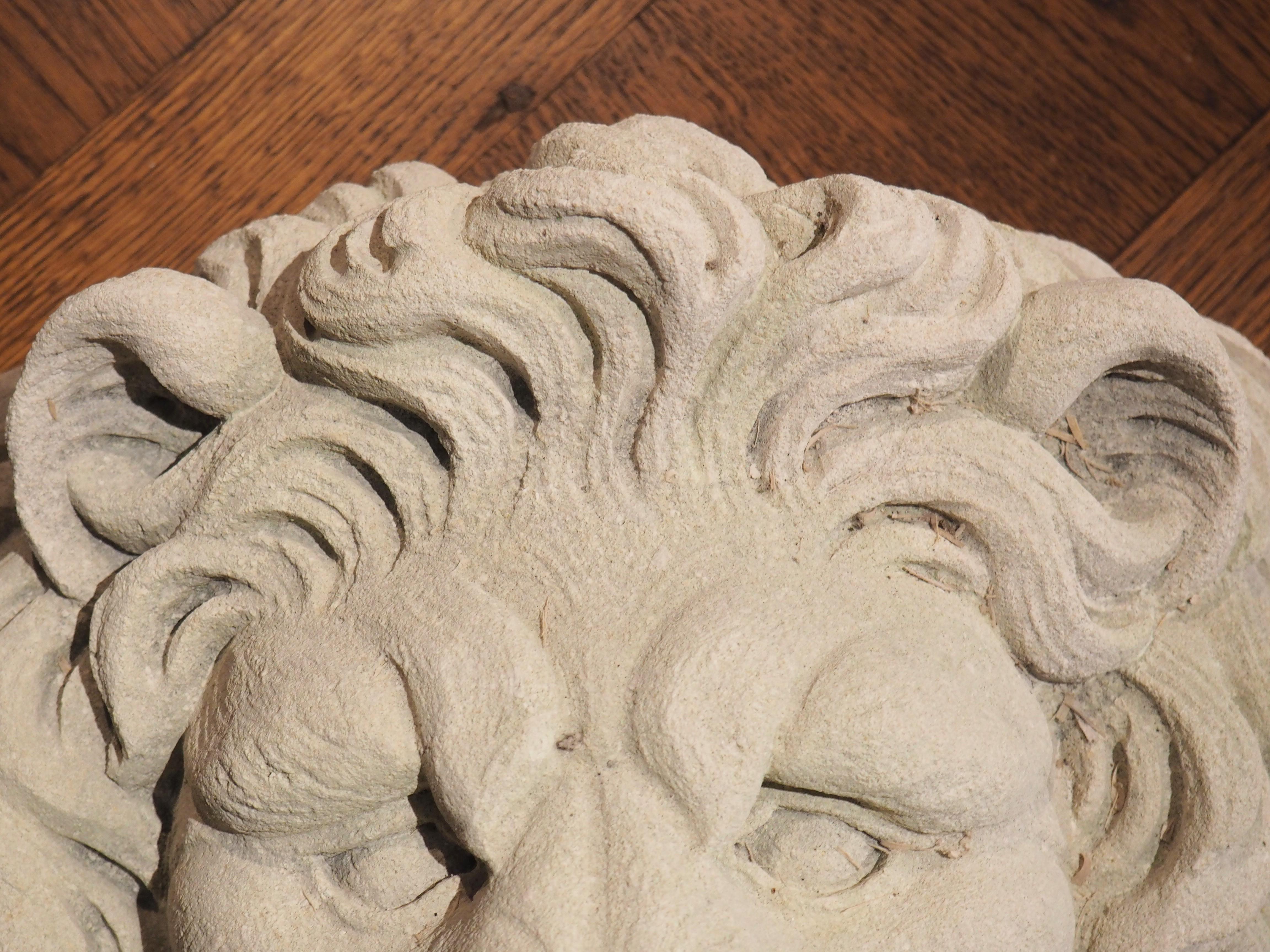 Carved Stone Lion Mascaron Fountain Element from Italy 3