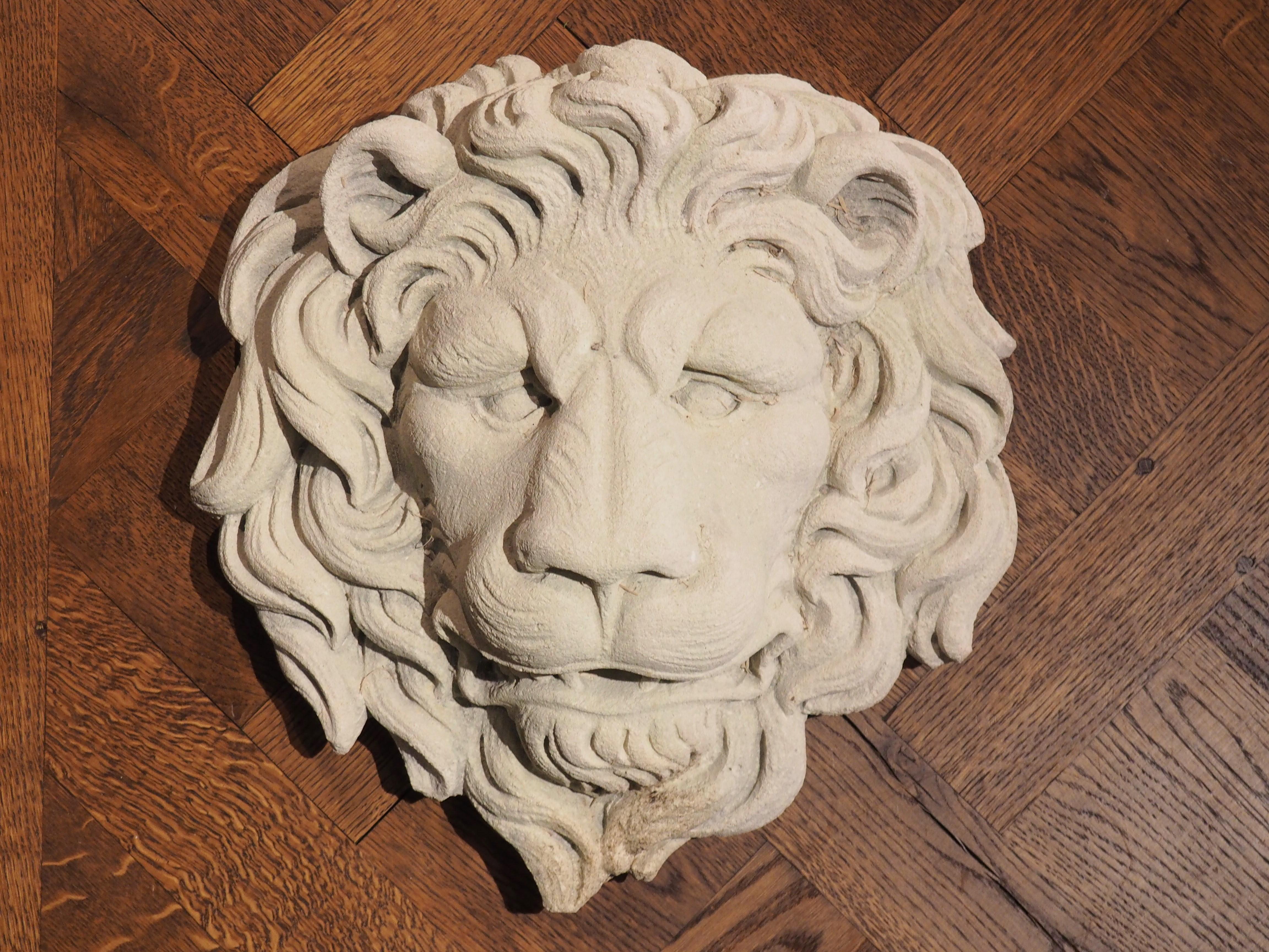 Carved Stone Lion Mascaron Fountain Element from Italy 4