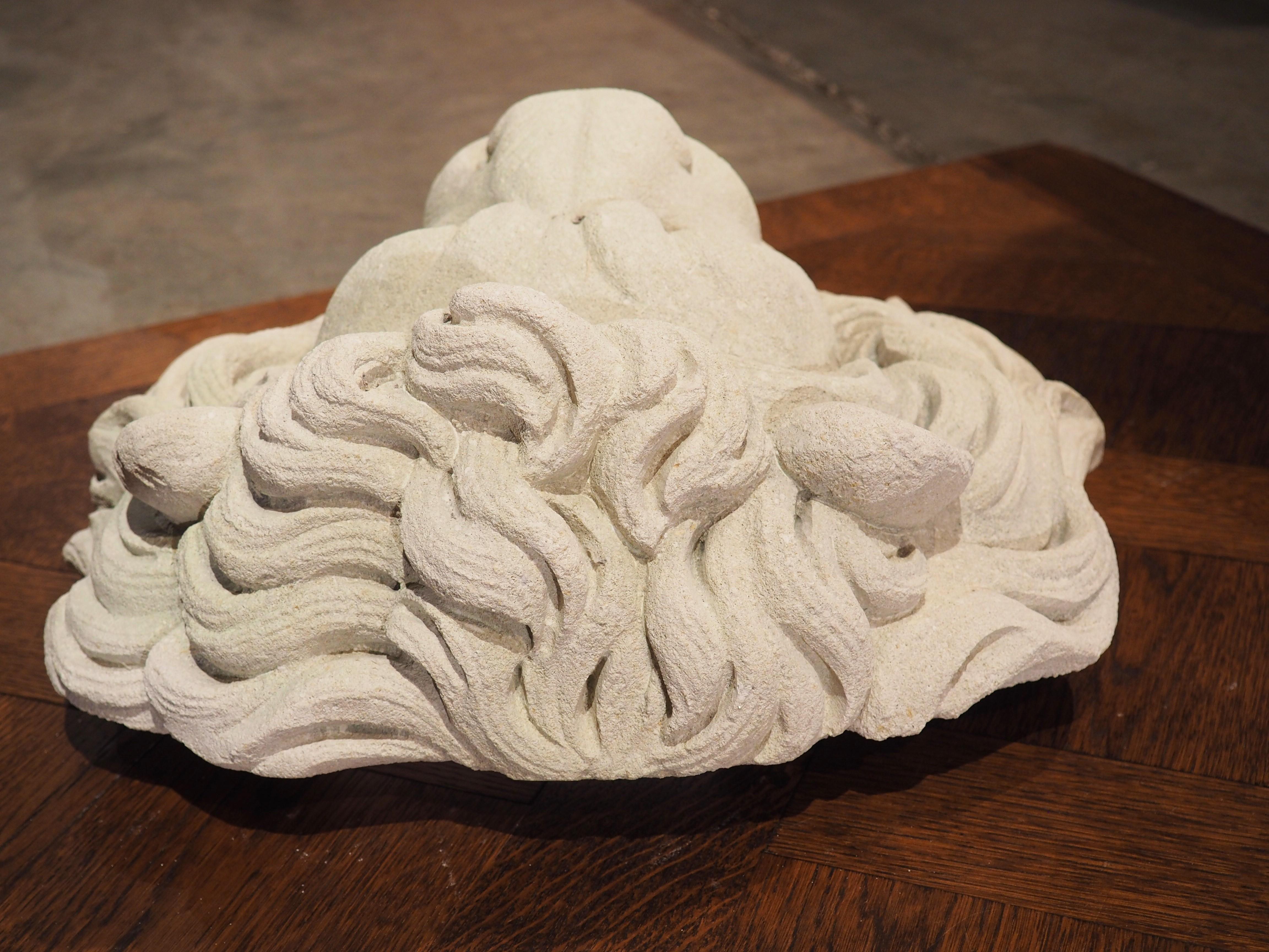 Limestone Carved Stone Lion Mascaron Fountain Element from Italy