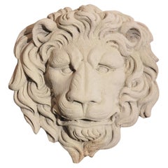 Carved Stone Lion Mascaron Fountain Element from Italy