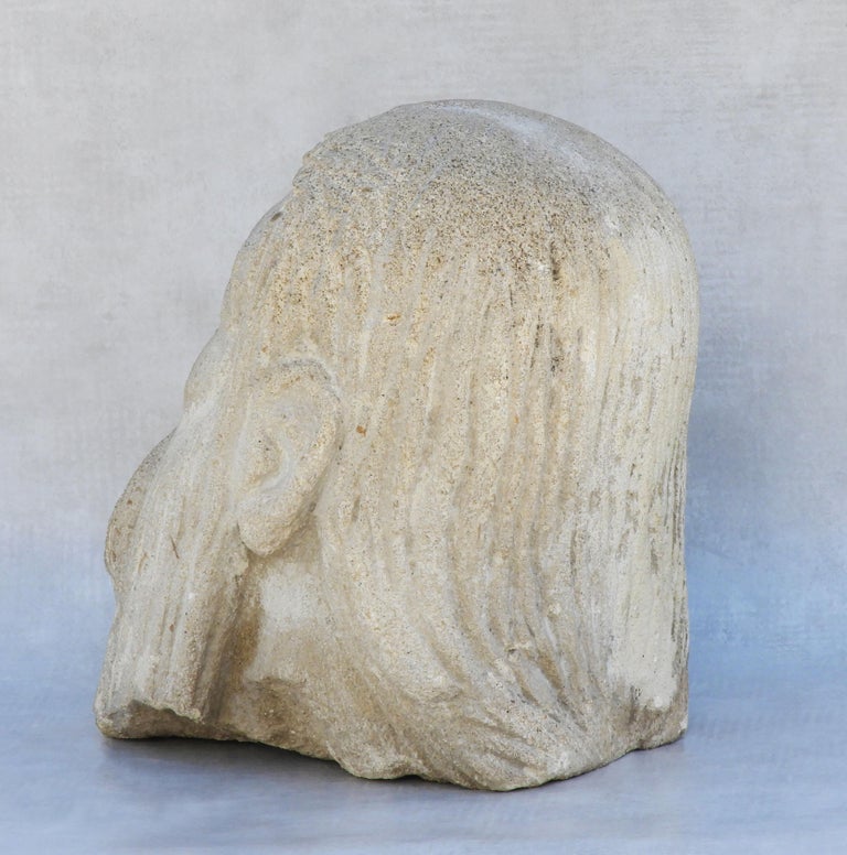 Carved Stone Male LifeSize Head Sculpture For Sale at 1stDibs