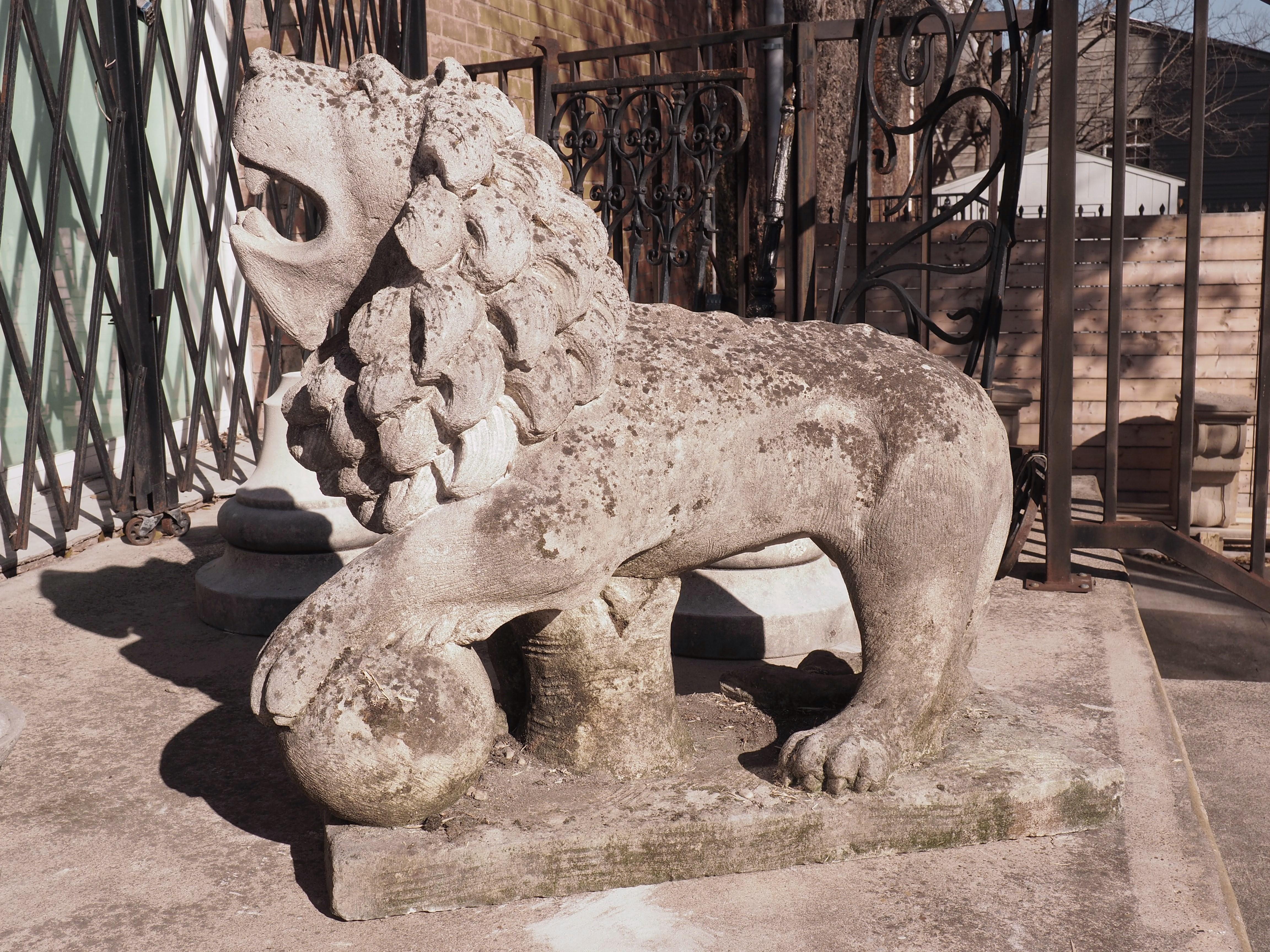 Carved Stone Medici Lion Fountain Element from Veneto, Italy 3