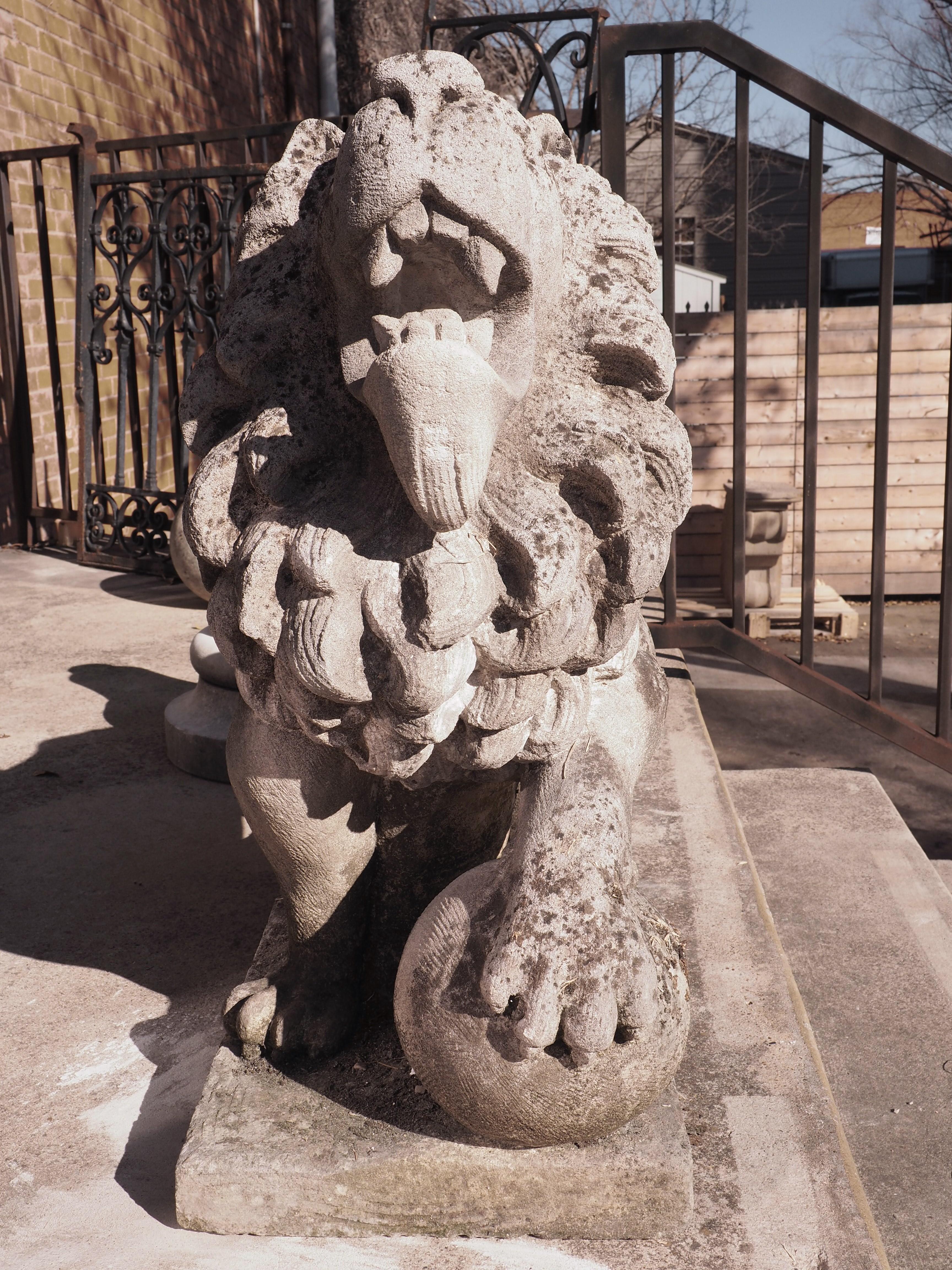 Carved Stone Medici Lion Fountain Element from Veneto, Italy 9