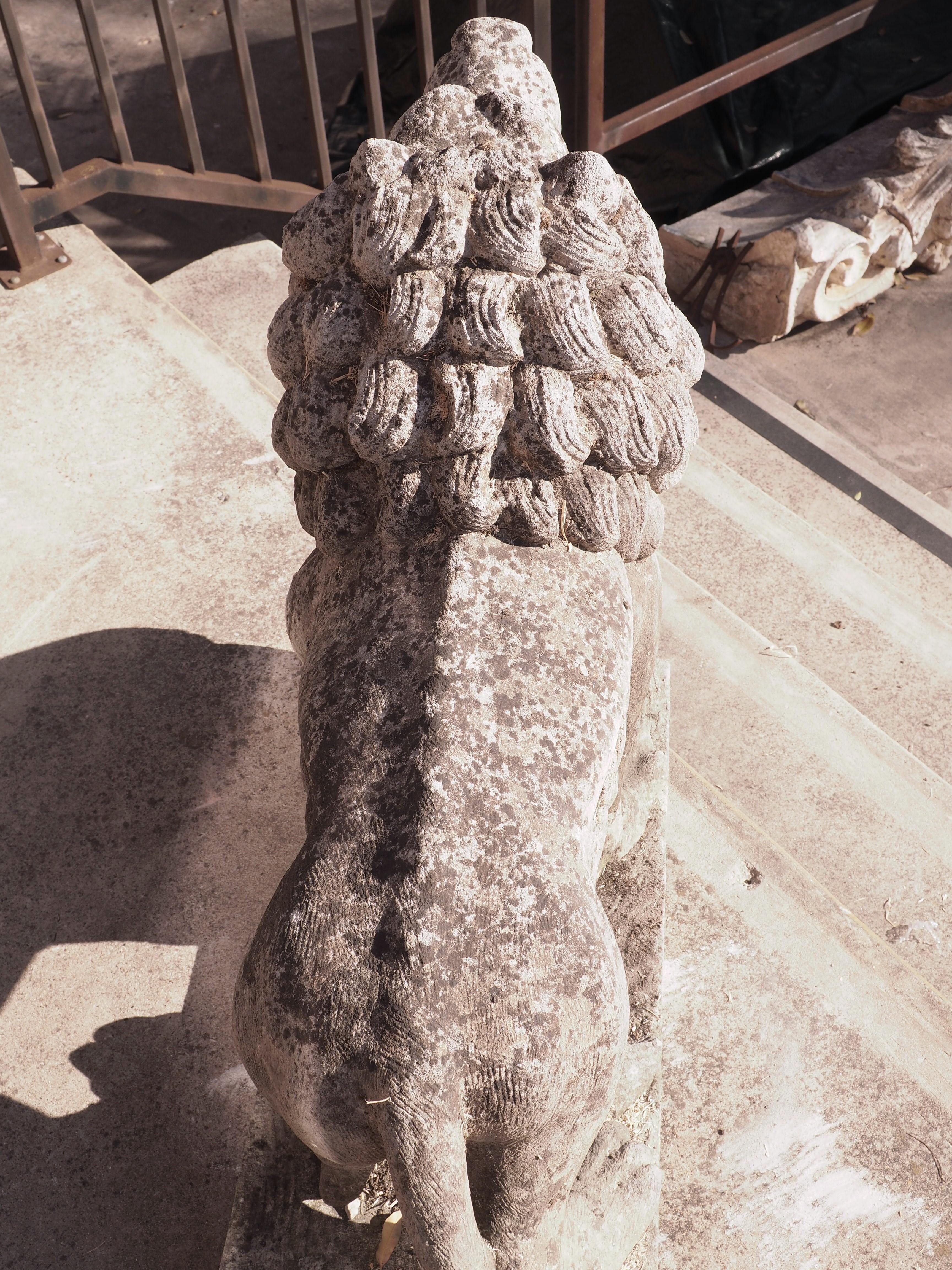 Limestone Carved Stone Medici Lion Fountain Element from Veneto, Italy