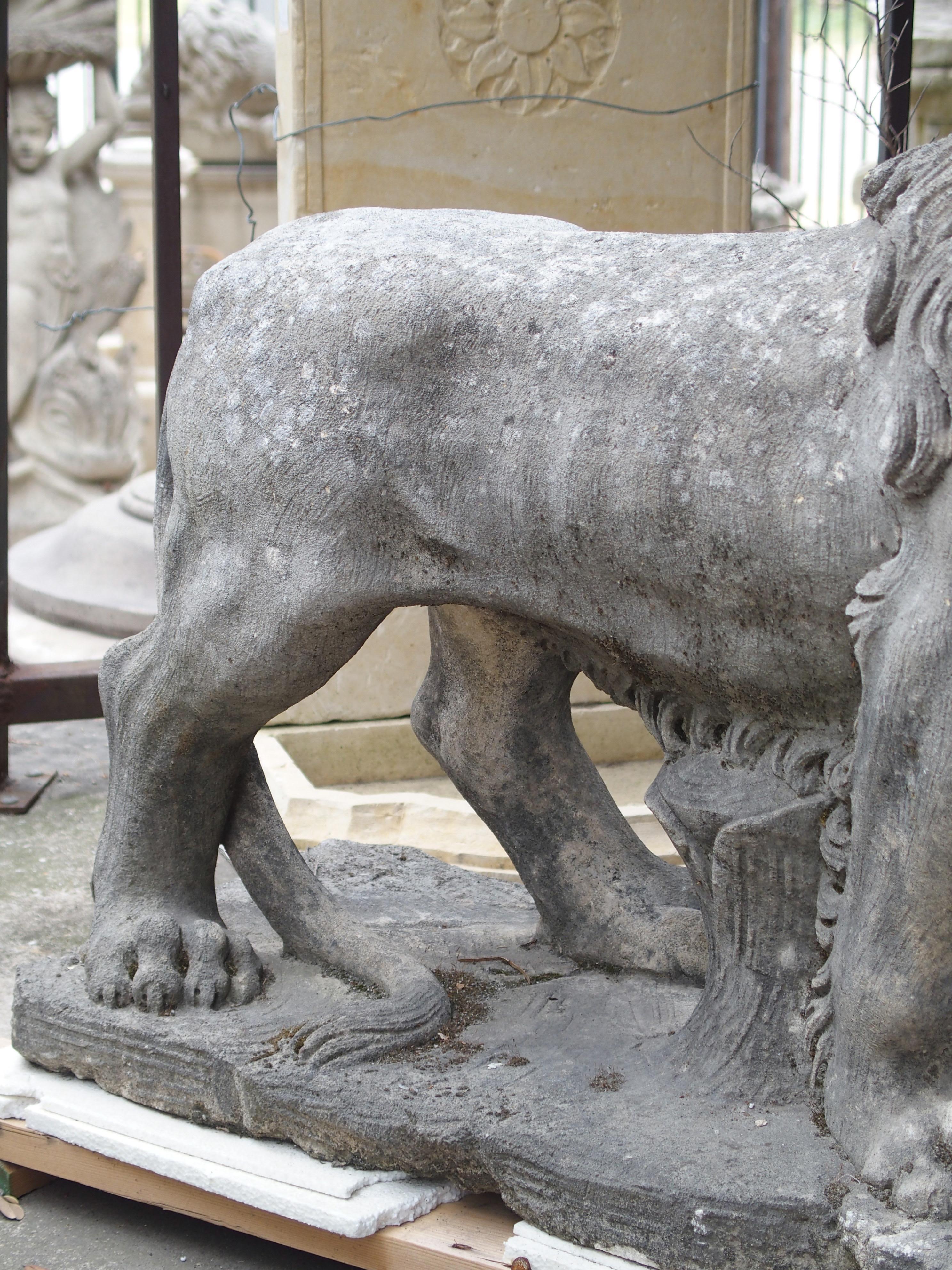 Italian Carved Stone Medici Lion from Italy