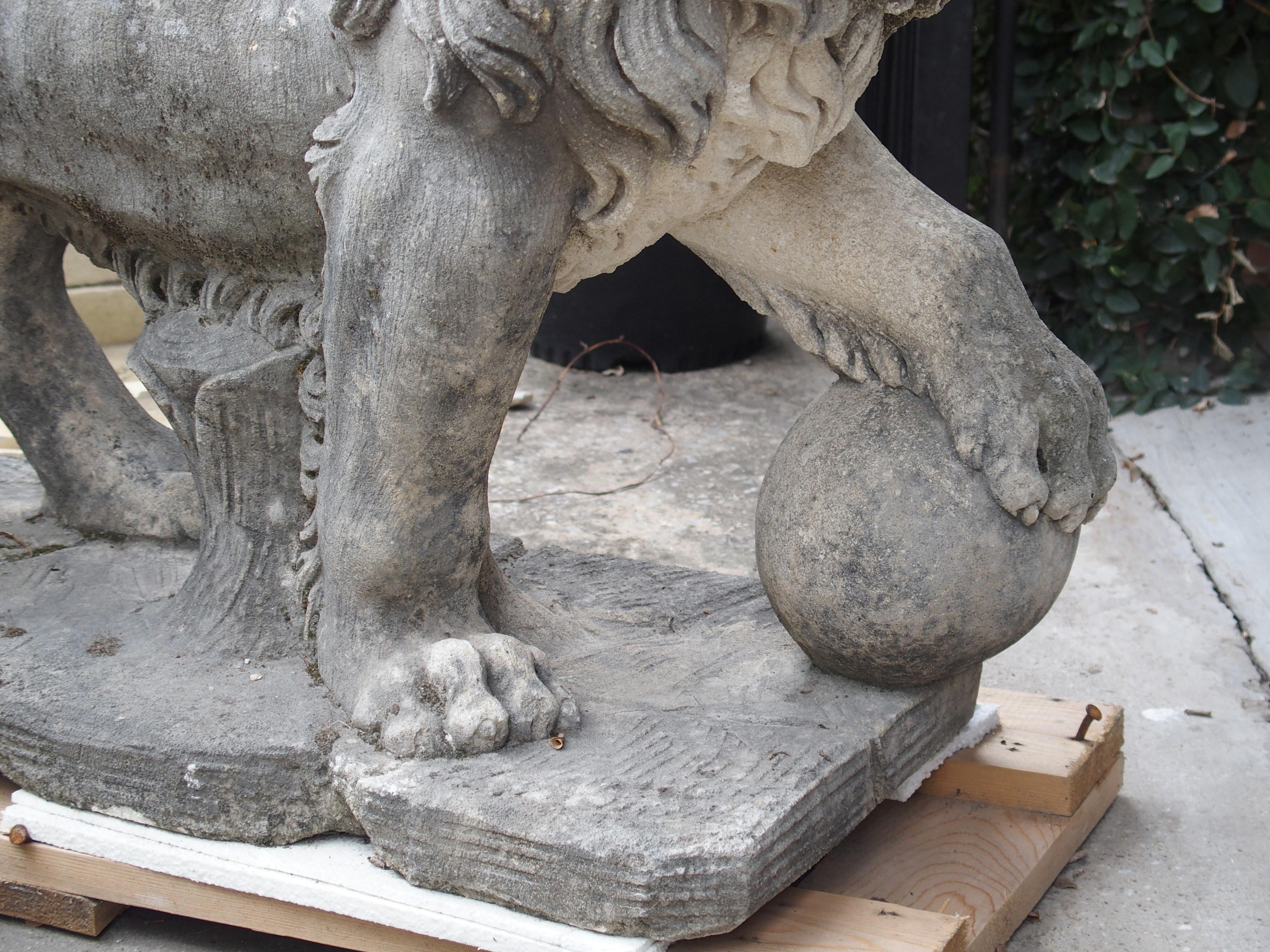 Hand-Carved Carved Stone Medici Lion from Italy