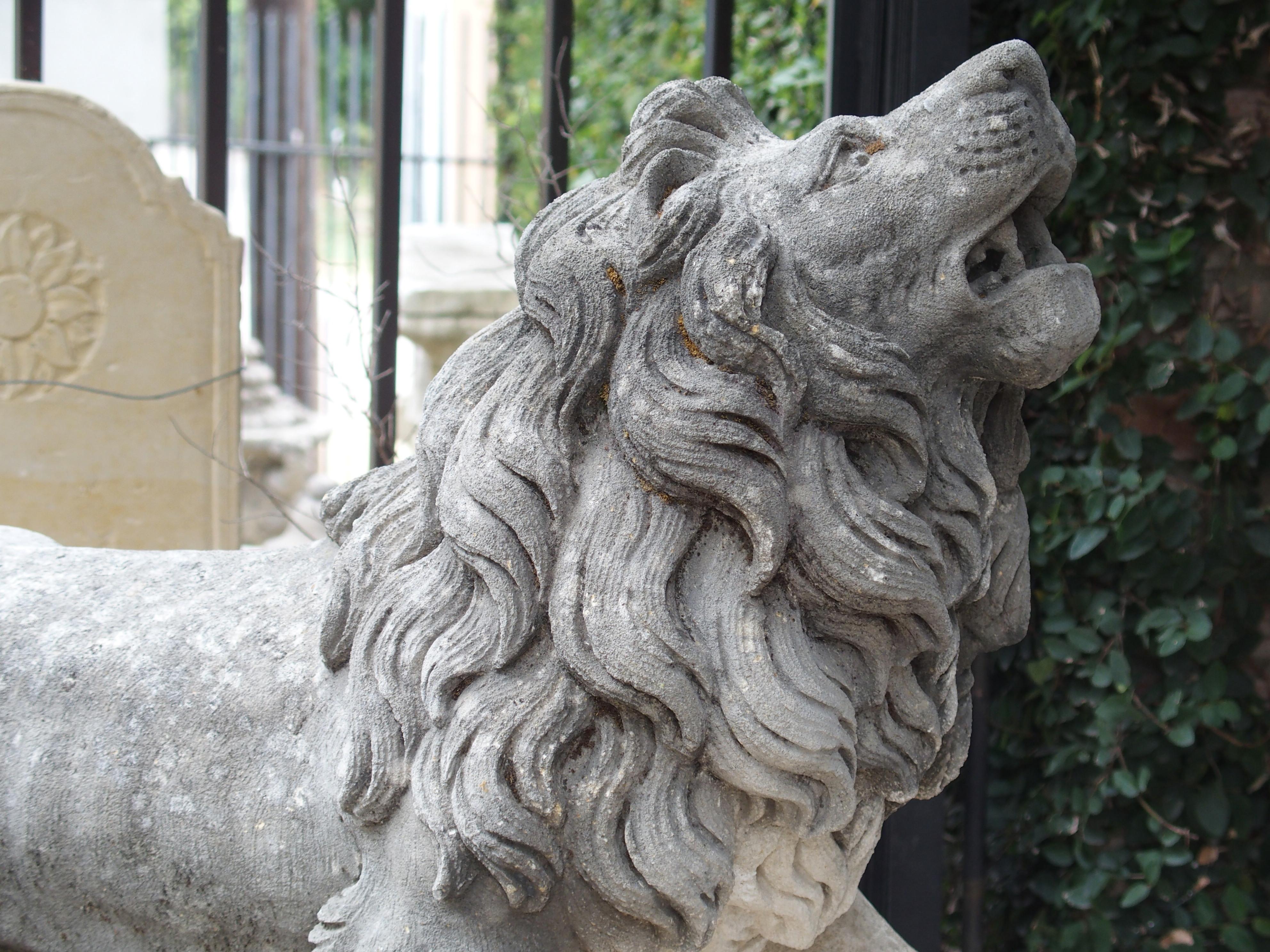 Carved Stone Medici Lion from Italy In Good Condition In Dallas, TX