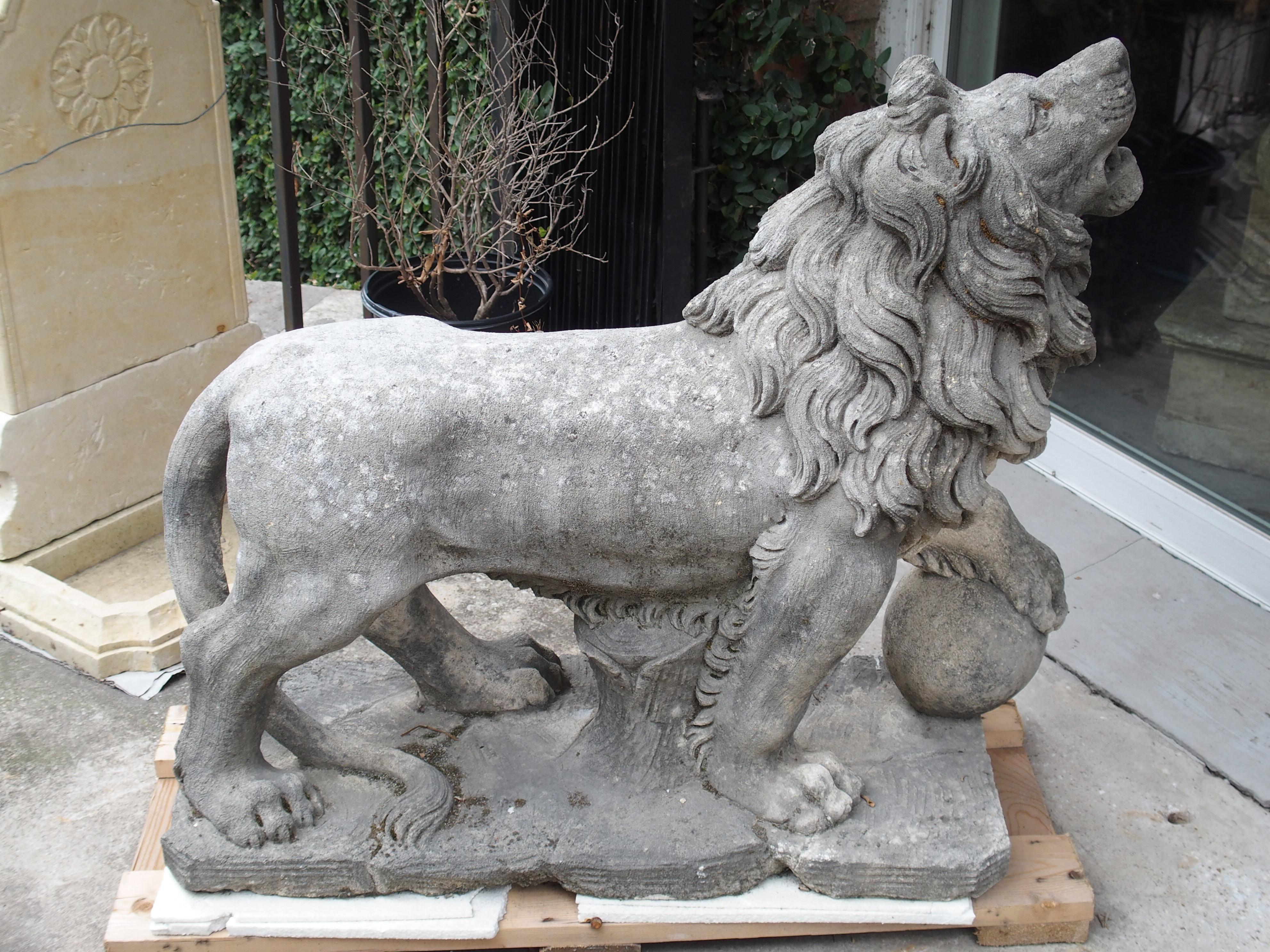 Contemporary Carved Stone Medici Lion from Italy