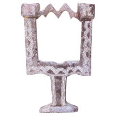 Candelabro marroquí de piedra tallada - Portavelas de tres brazos Folk Art - Años 70