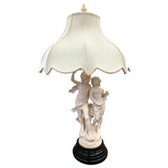 Carved Stone Neoclassical Figural Table Lamp