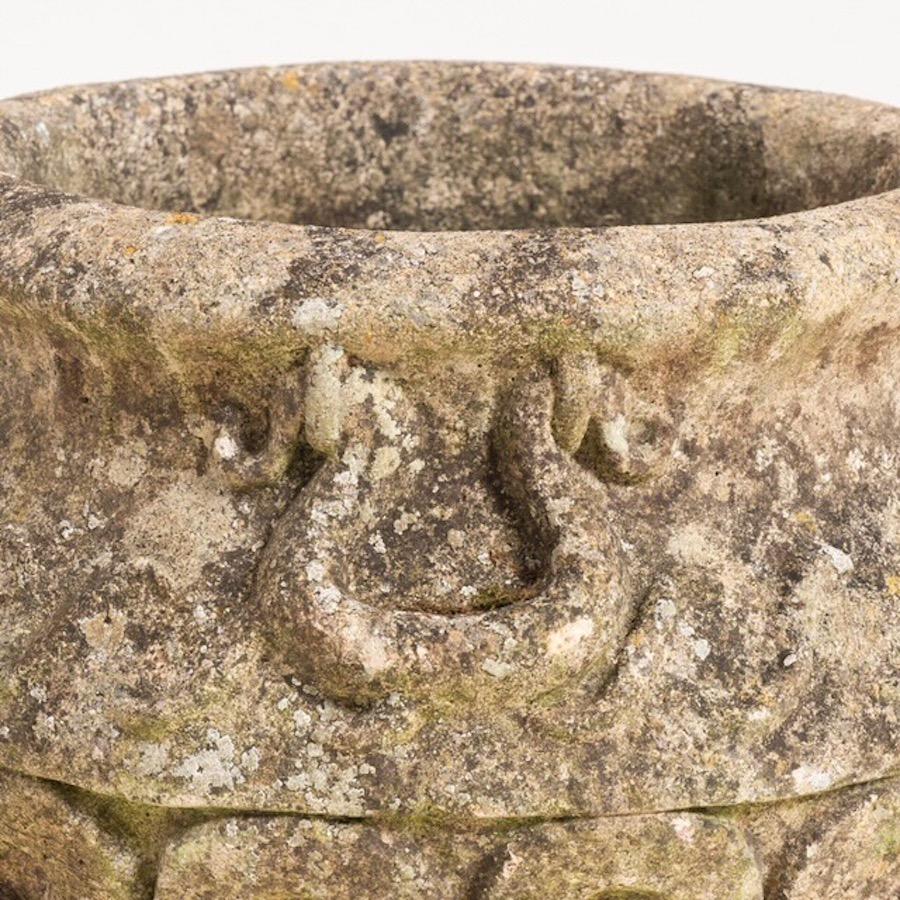 1930's English pair classic Cotswald studio pots with traditional carved details.
Natural aged patina.
