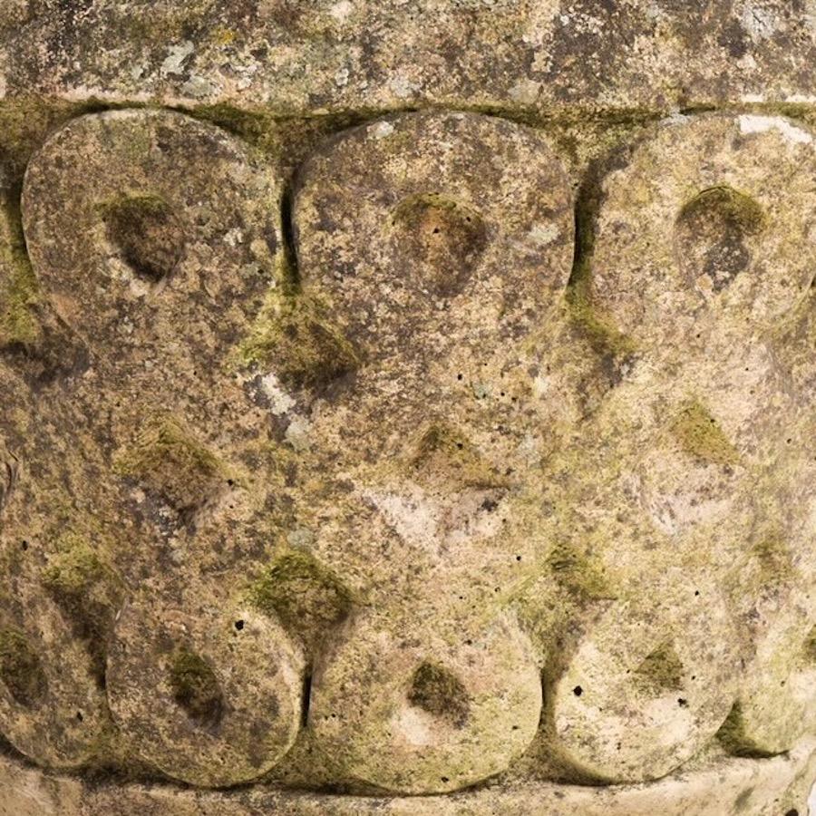 English Carved Stone Pair Cotswold Pots, England, 1930s