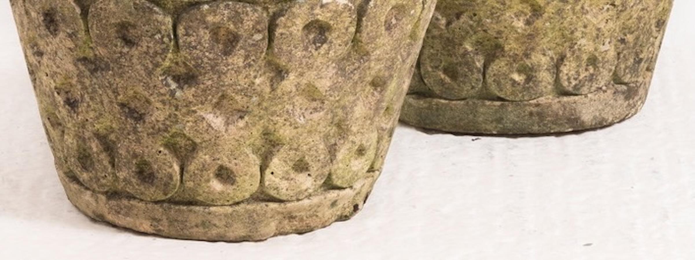 Mid-20th Century Carved Stone Pair Cotswold Pots, England, 1930s