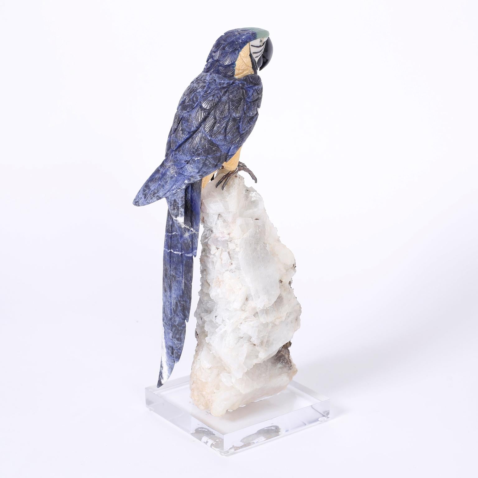 Carved Stone Parrot In Good Condition For Sale In Palm Beach, FL