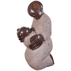Carved Stone Shona Sculpture, "Mother and Child"