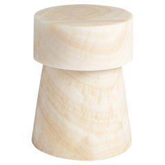 Carved Stone Stool in White Onyx