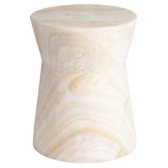 Carved Stone Stool in White Onyx