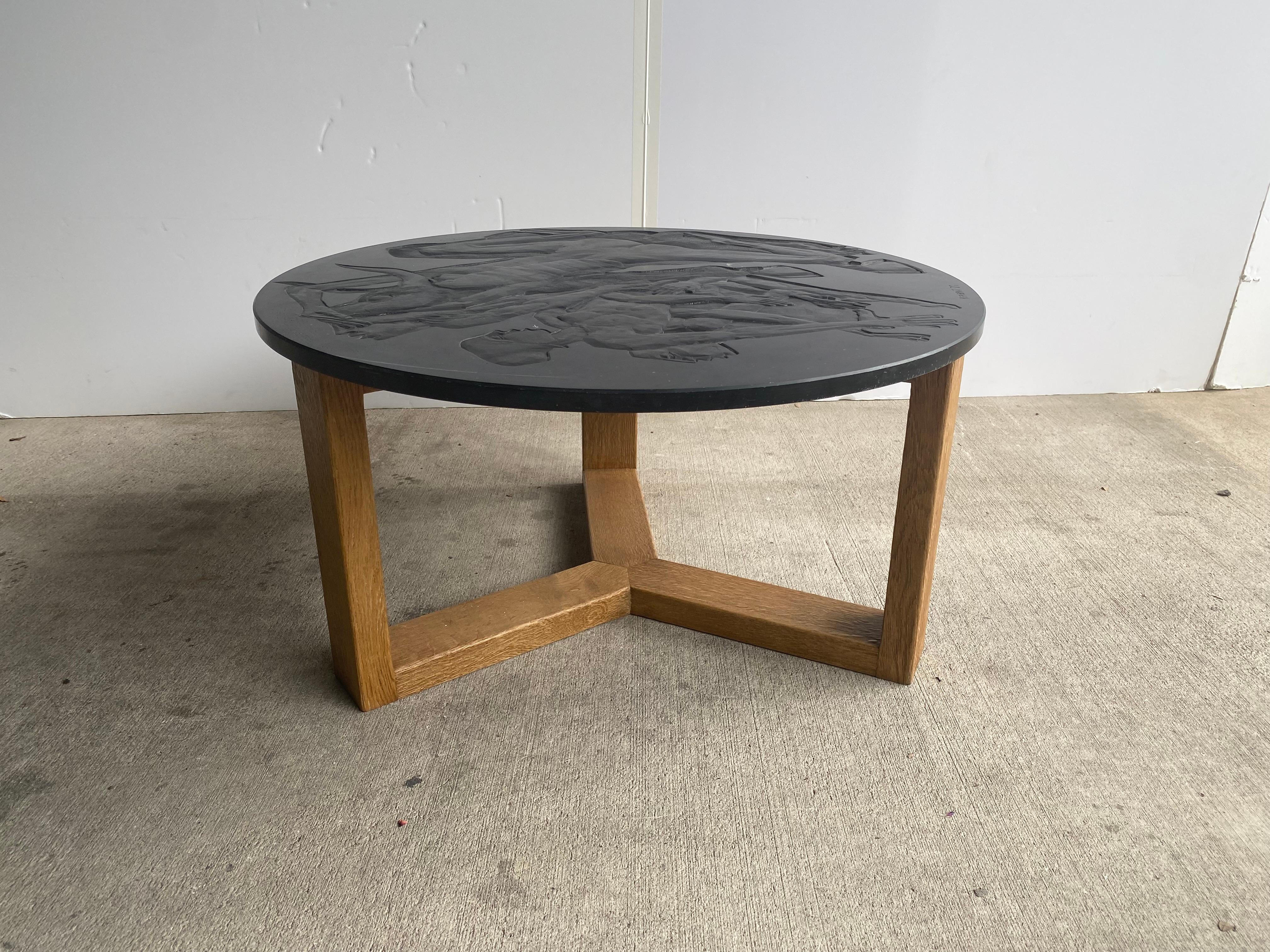 Carved Stone Table by Sculptor, Jean Kerbrat, France, 1975 In Good Condition In Austin, TX