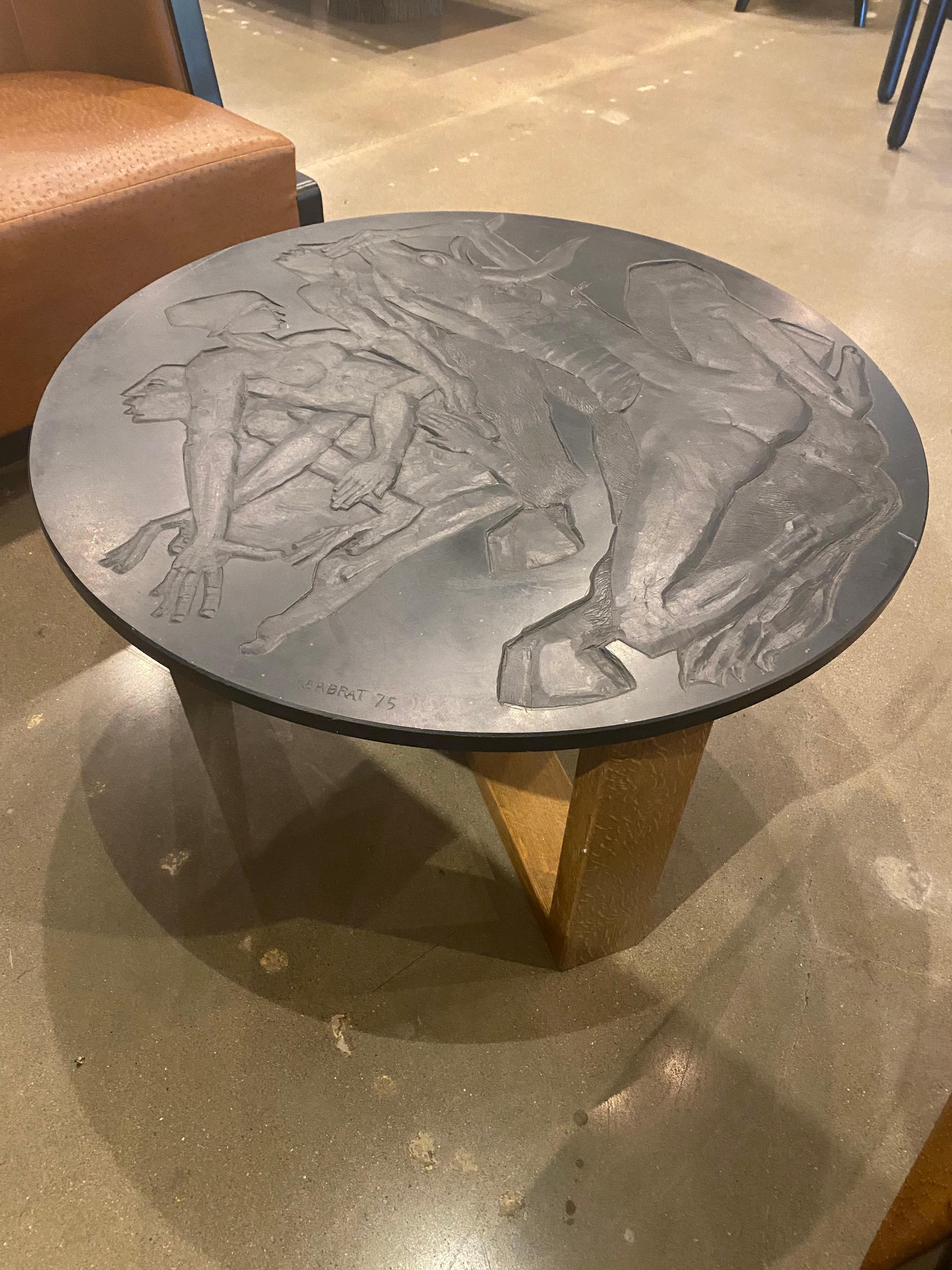 Carved Stone Table by Sculptor, Jean Kerbrat, France, 1975 1