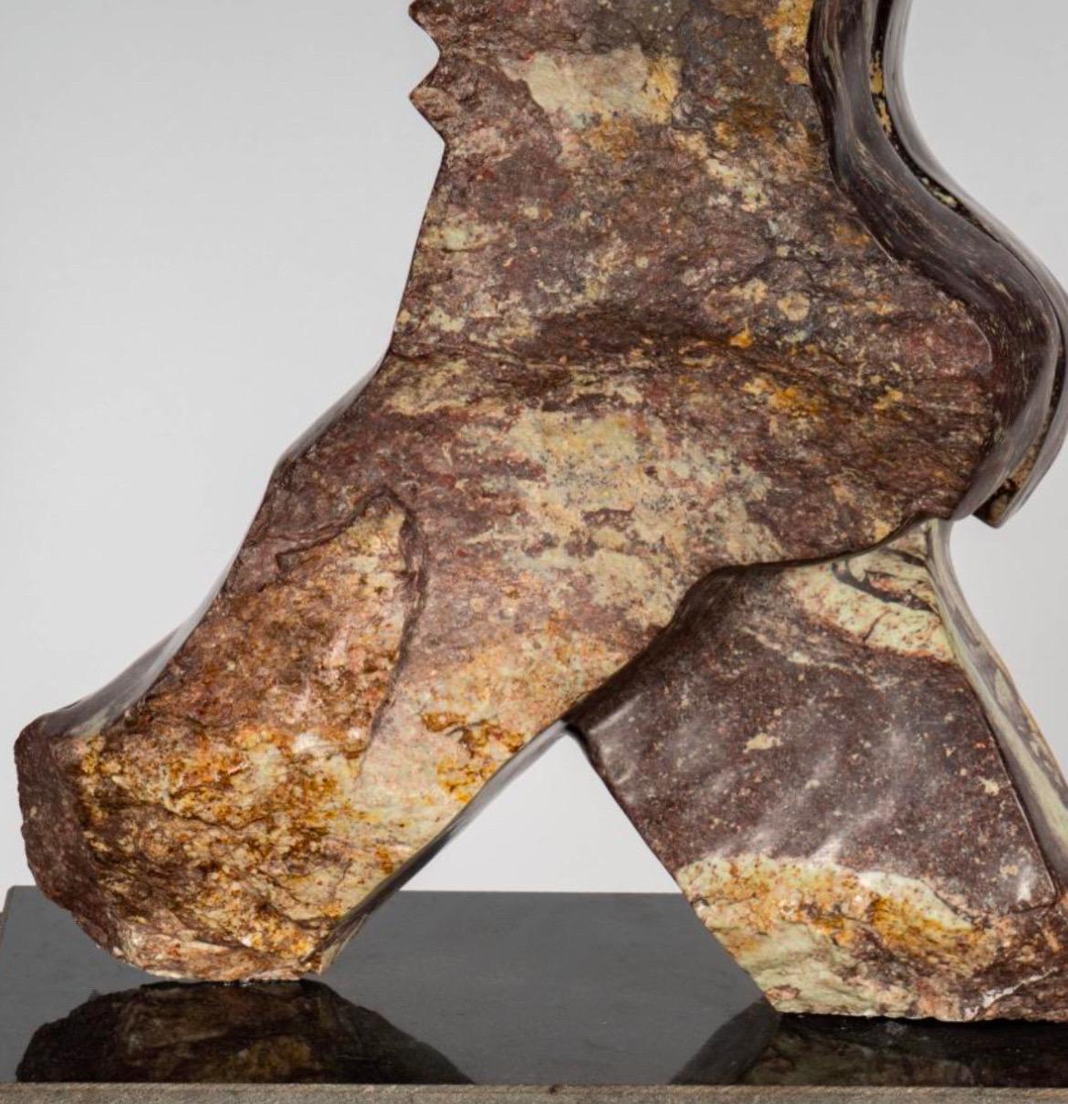 Brutalist Carved Stone Torso Sculpture by J-Muk For Sale