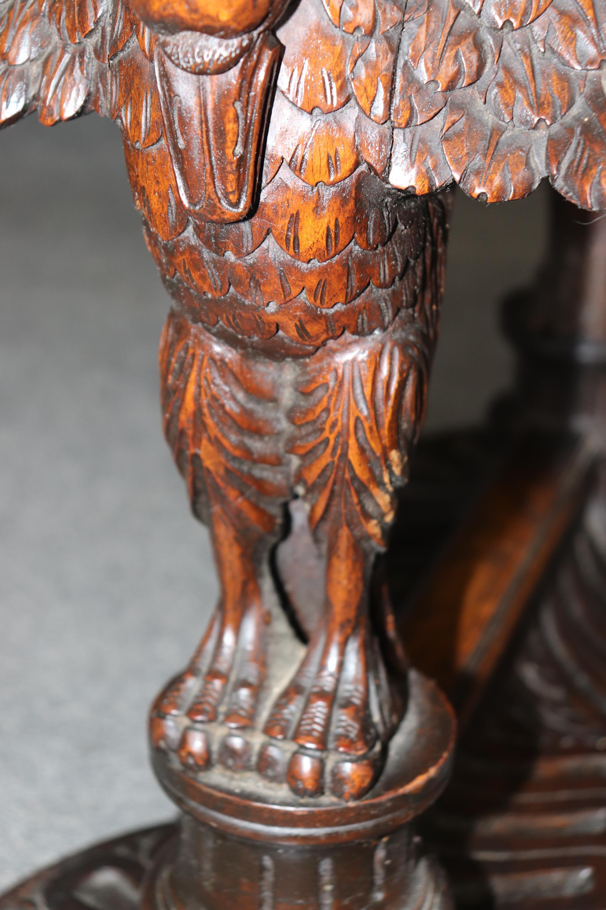 Carved Swans Walnut Inlaid American Victorian Center Coffee Table Manner Pabst 6