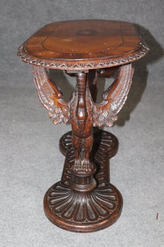 Carved Swans Walnut Inlaid American Victorian Center Coffee Table Manner Pabst
