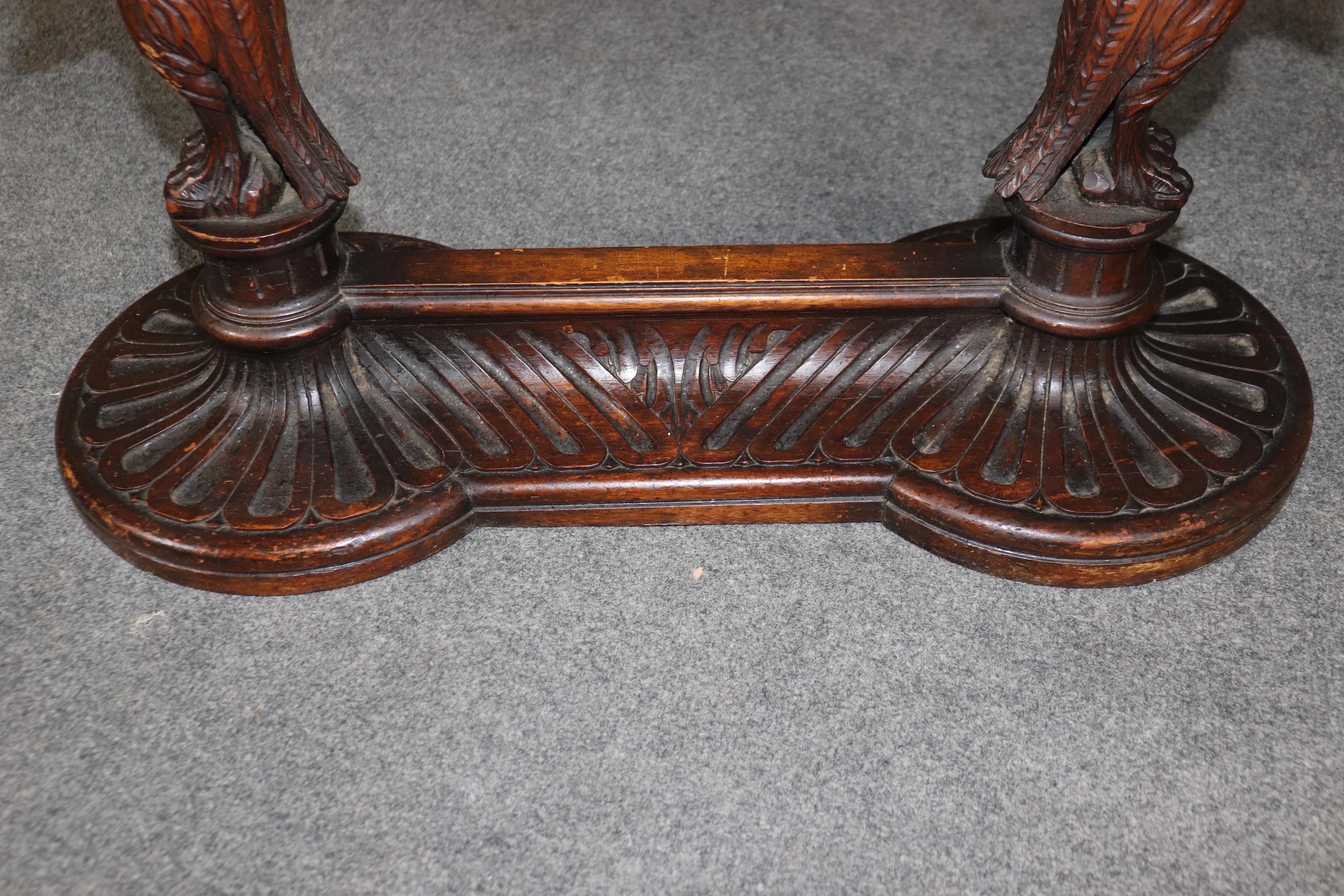 Carved Swans Walnut Inlaid American Victorian Center Coffee Table Manner Pabst 2