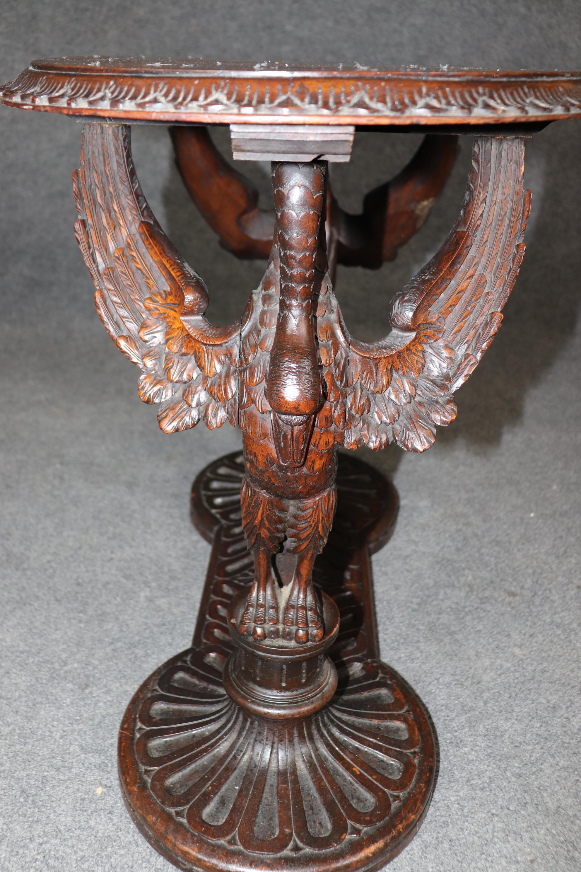 Carved Swans Walnut Inlaid American Victorian Center Coffee Table Manner Pabst 3