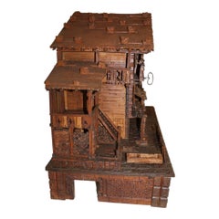 Carved Swiss Black Forest Chalet Clock, circa 1880