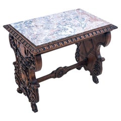 Carved Table with Marble Top, France, circa 1930