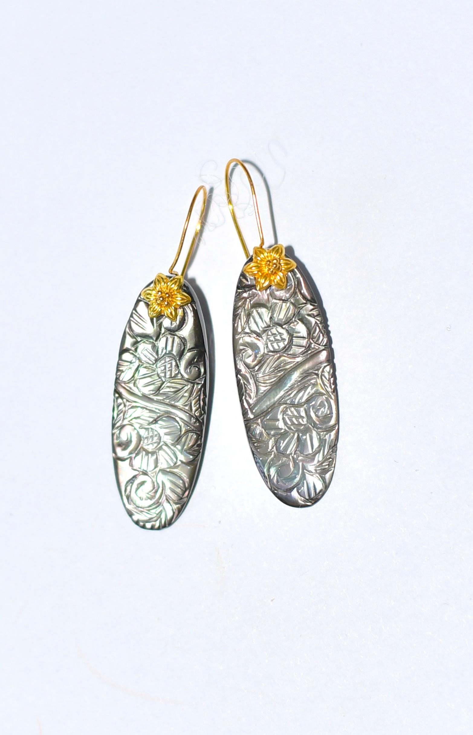 Mother of pearl is the common name for iridescent nacre, a blend of minerals secreted by oysters and other mollusks and deposited inside their shells. Nacre is the same substance that is deposited around an object that becomes lodged in the