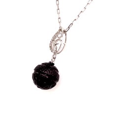 Collana di perle di Tahiti intagliate in oro bianco 18k 0,03 TCW certificate