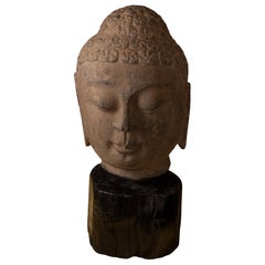 Carved Tang-Style Sculpture of Bodhisattva Head